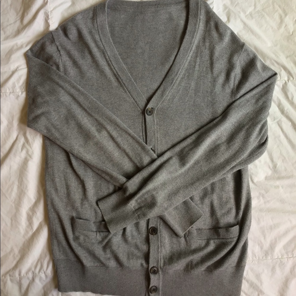 No tag cotton/ cashmere V neck cardigan vintage feel grandpa style - Picture 2 of 4